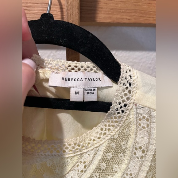 Rebecca Taylor Short Sleeve Applique Top, Color: Light Lemongrass - M - Picture 8 of 12